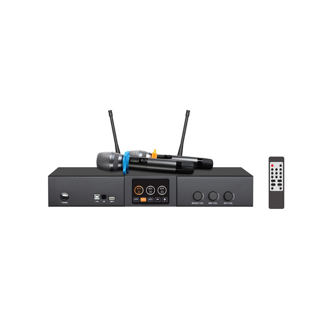 Professional 600W Class D Karaoke Power Amplifier 3-in-1 System with UHF Wireless Mic DSP Echo Reverb Home Audio Metal