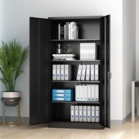 Armoire de Rangement de Bureau Métallique, Classeur en Acier, Placard Métallique avec 2 Portes et 4 Étagères Réglables