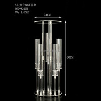 Candélabres en acrylique transparent à 5 bras, porte-bougies coniques, centres de table de luxe pour mariage, décorations de table, présentoirs
