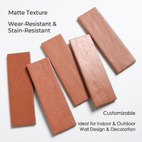 Carreaux muraux en céramique mate faits à la main 61,5x188,5mm, rouge terre cuite antique, antidérapants, pour murs de fond de salle de sport, salons, hôtels, bars