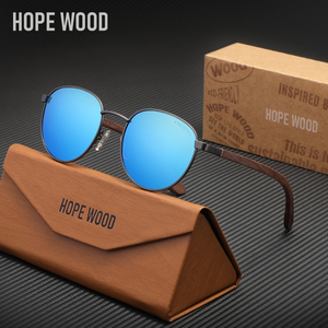Gafas de Sol Redondas de Madera de Nogal Hechas a Mano HOPE WOOD 2025, Gafas de Sol Steampunk Polarizadas para Hombre y Mujer 5519 - Product Image 3