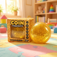 Jouet Squishy Monnaie d'Or Géante ZW en Gros, Jouet Sensoriel Anti-Stress Rempli de Paillettes Liquides à Remontée Lente, Vente en Gros