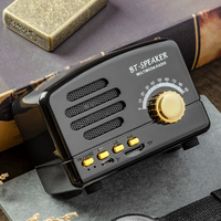 BT01 Ornamen Kayu Mini Radio Card Subwoofer Stereo Kecil Kreatif Retro Speaker Mini Bt Portabel