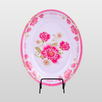 Assiette ovale en mélamine à motif floral pivoine classique personnalisé, OEM, taille sur mesure, anti-chute, pour la restauration, exportation à l'étranger.