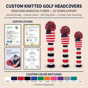 Ensemble de housses de clubs de golf en tricot extensible avec logo personnalisé, pour driver, fairway et hybride, fabricant OEM, vente en gros - Product Image 1
