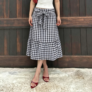 Mini-jupe Y2K sexy vintage à carreaux avec nœud, taille basse, coupe trapèze, style coréen mignon, pour femme, streetwear, jupe d'été - Product Image 2