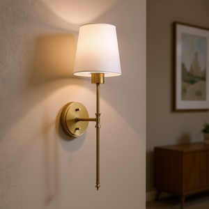 Lámpara de Pared con Acabado Bronce, Pantalla de Tela Blanca, Control Remoto, LED 2700K, Luz Cálida Suave, Montaje en Pared, Estilo Contemporáneo para Dormitorio - Product Image 2