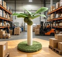 Krabpaal in de vorm van een kokospalm met groene bladeren & pluche ballen voor binnenkatten, voor klauwverzorging
