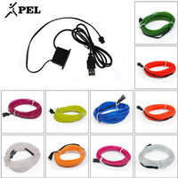 PEL Car 12V LED Auto lights 1M 3M 5M bandes de lumière froide bandes de décoration intérieure de ligne lampes avec USB lumière ambiante de voiture