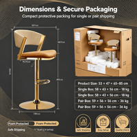 Tabouret de bar pivotant réglable moderne, chaise de comptoir rembourrée en PU avec dossier creux pour îlot de cuisine, réception, bar, hôtel