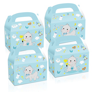 กล่องของขวัญบรรจุภัณฑ์กระดาษแบบกำหนดเองสำหรับขนมไหว้พระจันทร์ ช็อกโกแลต ลูกอม คุกกี้ คัพเค้ก ของปาร์ตี้ช้างสีน้ำเงิน - Product Image 1