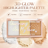 Palette de surbrillance de poudre longue durée de maquillage de visage de couleur romantique de la fleur 3 pour toute la peau