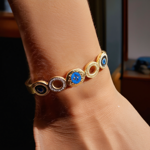 Bracelet tendance en acier inoxydable 316L plaqué or PVD, design œil porte-bonheur, bijoux pour femmes - Product Image 3