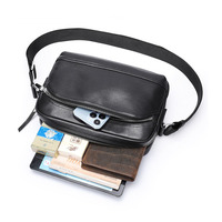 Bruine lederen crossbodytas voor heren, casual design, schoudertas met ritsvak voor mobiele telefoon, voor dagelijks gebruik.