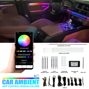 <span class=keywords><strong>Accessoires</strong></span> d'éclairage de voiture YZG Bande acrylique optique d'intérieur de voiture RVB 12V Lumière ambiante décorative pour Bmw APP Control Autres - Product Image 1