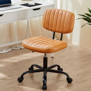 Anji cómodo cojín grueso diseño Flexible blanco altura ajustable sin brazos 360 giratorio <span class=keywords><strong>PC</strong></span> <span class=keywords><strong>Silla</strong></span> de <span class=keywords><strong>escritorio</strong></span> de oficina para espacio pequeño - Product Image 3