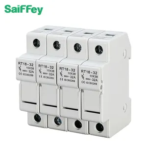 Saiffey RT18-32X 4P Rivet Type Electrical Fuse Holder Without LED Indicator AC Fuse 10*38 Protect System Fuse Holder CE