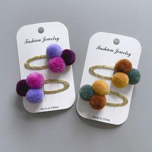 مشابك شعر مصنوعة يدويًا لطيفة من مادة BB للفتيات 5 حلوة الطراز Pom إكسسوارات شعر للأطفال هدايا مفضلة - Product Image 4