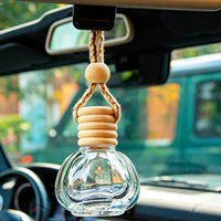 Diffuseur de parfum pour voiture en forme de citrouille de 10 ml, flacon vide en verre transparent à suspendre avec bouchon en bois pour désodorisant automobile