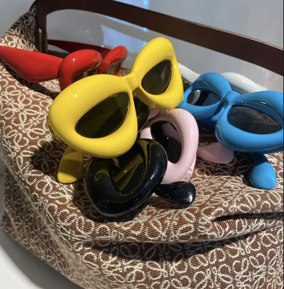 Candy Color 2023 Women Inflated Cateye Sunglasses Christmas Funny Eyewear Men Luxury Brand Glasses Vintage Gafas De Sol
