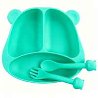 CHINFAI Nouveauté Assiette à ventouse robuste et écologique pour enfants, bol d'alimentation non toxique, assiette en silicone pour bébé, ensemble de vaisselle