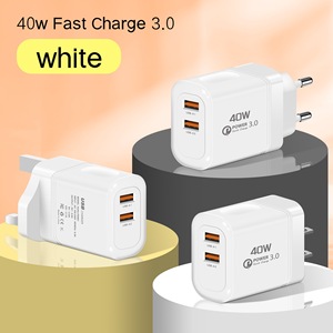 Enchufe del Reino Unido Carga rápida Cargador de pared USB Bloque de carga dual 40W 2 cargadores USB Cargador adaptador de viaje para <span class=keywords><strong>Iphone</strong></span> para Samsung - Product Image 2