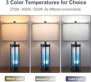 复古卧室床头柜灯，带双USB端口床头灯，带磨砂玻璃夜灯，用于茶几入口通道 - Product Image 2