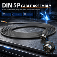 Cable Personalizado DIN de 5 Pines Macho a Cable Abierto, Cable de PVC de Calibre 24AWG, Conector Industrial Automotriz