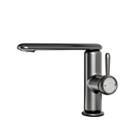 Robinet de lavabo moderne monotrou monté sur le pont Robinet d'eau chromé à une poignée avec noyau de valve en céramique Fonction chaud et froid