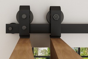 Perangkat keras pintu geser gudang jalur baja hitam pintu kayu lipat dua untuk lemari atau lemari pakaian - Product Image 6