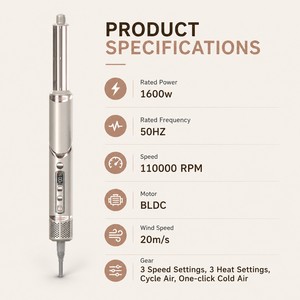 Sèche-cheveux brosse multi-styler à air chaud Torlin 8-en-1 BLDC 110 000 tr/min, 3 températures, 3 vitesses, fonction air froid, 110V/220V, séchage rapide - Product Image 3