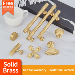 Tirador de latón macizo para muebles, pomos de latón cepillado dorado para armarios, cajones y puertas de cocina y dormitorio - Product Image 4