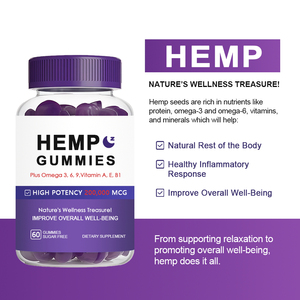 Complément alimentaire à base de plantes Hearns Sleep Well, extrait de chanvre, gommes à mâcher, 2 par jour pour adultes, soulagement du stress et sommeil profond avec amélioration de la mémoire - Product Image 2