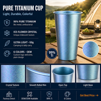 Tasse à double paroi en titane pur, 280ml, 300ml, bouteille d'eau en titane anti-brûlure, légère, pour le camping, la randonnée, les voyages, la maison
