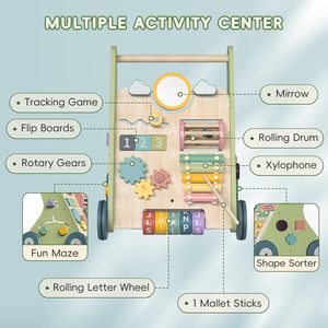 Marche-bébé en bois Montessori pour bébés de 6 à 12 mois/1 an, jouet à pousser avec une capacité de charge de 20 kg - Product Image 3