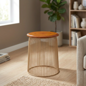 Mesa de Centro de Diseño Antiguo de Lujo con Cubierta de Madera con Recubrimiento de Polvo de Hierro - Product Image 4