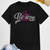 Sensibilisation au cancer du sein croire ruban rose vif cristal strass transfert de chaleur Applique pour sport soutien-gorge chemise vêtements sacs