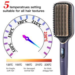 <span class=keywords><strong>Brosse</strong></span> <span class=keywords><strong>lissante</strong></span> professionnelle PRITECH, peigne lissant ionique avec revêtement céramique, chaleur 230°C, fer à lisser électrique PTC - Product Image 4