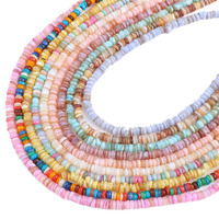 Heishi perles d'espacement-rose violet bleu gris teint nacre perles de coquille de mer pour bijoux à bricoler soi-même 4mm 6mm 8mm, 40CM
