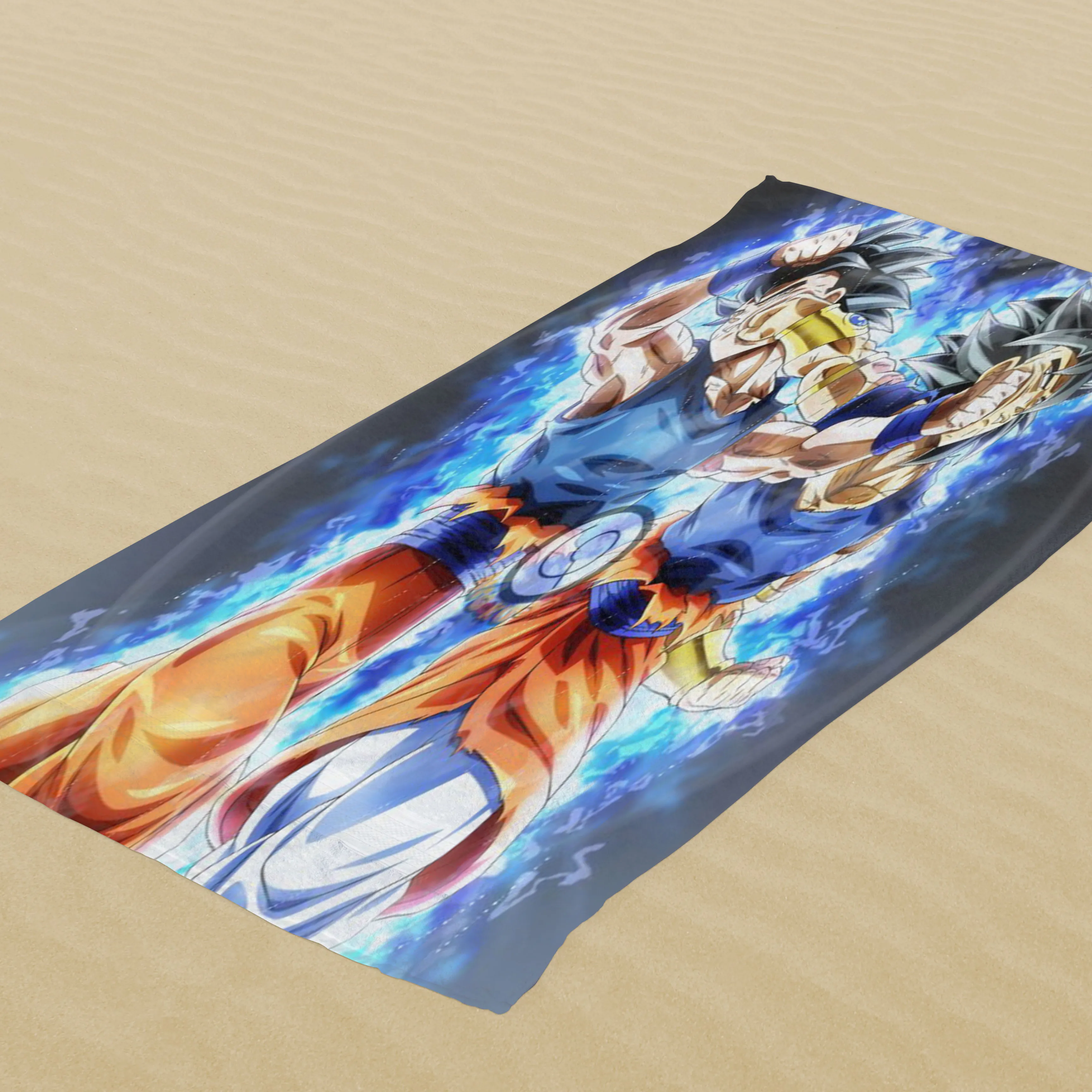 Toalla de playa con estampado rectangular de microfibra, toalla de playa colorida con personaje de dibujos animados personalizados, anime