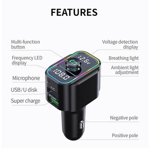 MP3 portátil para automóvil para reproductor <span class=keywords><strong>Bluetooth</strong></span> 5,0 Transmisor FM conectado USB con función de llamadas manos libres - Product Image 5