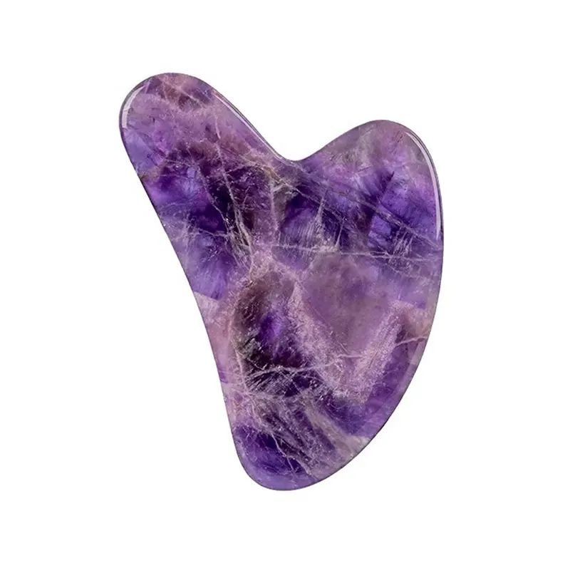 Wholesale Natural Jade Gua Sha Massage Tool Amethyst Crystal Facial Guasha Board Purple Scraping Stone For Face and Body