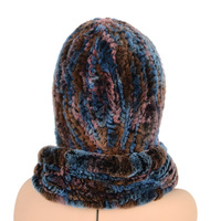 Ensemble bonnet et écharpe en fourrure de lapin tricoté à la main, mignon, unisexe, chaud, doux, respirant et imperméable pour l'extérieur