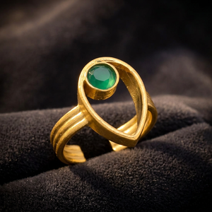 <b>Gold</b> Plated <b>Ring</b> Features Stunning Stones in Green Colors, Creating a Mesmerizing Display of Elegance and Style - Product Image 3