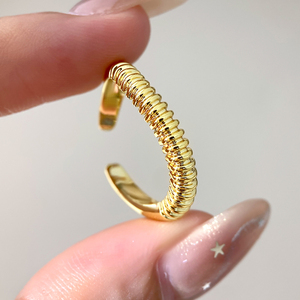 Modern Geometric 18K Gold Plated Plain Band <b>Chunky</b> Wave <b>Rings</b> Unisex Daily Wear Jewelry - Product Image 6