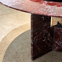 Table à manger ronde à double plateau en marbre Rosso Levanto, directement de l'usine, pour appartements, villas et salles à manger d'hôtels