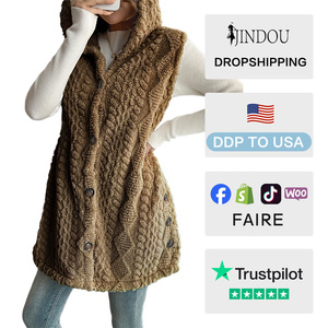<span class=keywords><strong>Chaleco</strong></span> de Punto Largo, Transpirable, Ecológico, para Otoño e Invierno, para <span class=keywords><strong>Mujer</strong></span>, de Doble Cara, Felpa, Casual, con Cuello en V y un Solo Botón - Product Image 2