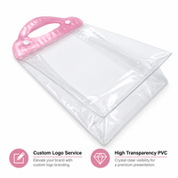 Pochette de maquillage antistatique en PVC transparent avec logo personnalisé, fermeture à bouton, pour les voyages, mascara, parfum, shampoing, lotion, masque facial
