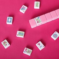 Aksesoris Permainan Ukuran Standar Dengan Ubin Bunga Naga Angin untuk Hiburan Kelompok Set Mahjong Amerika