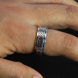 Real 925 <strong>Silver</strong> <strong>Spinner</strong> <strong>Rings</strong> for Men and Women Retro Antique Thai <strong>Silver</strong> Hemp Rope Design - Product Image 6